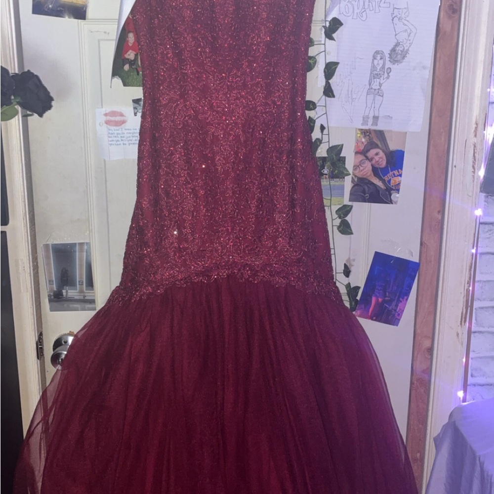 Sherri Hill Burgundy Prom Dress